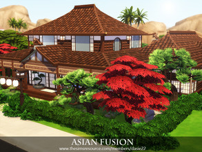 Sims 4 — Asian Fusion by dasie22 — Asian Fusion is a lovely house surrounded by a charming garden with attractions. The