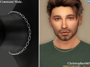 Sims 4 — Constant Necklace Male by christopher0672 — This is a simple thick metal chain choker. :) 21 Colors New Mesh by