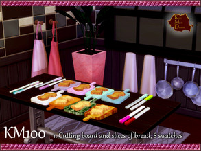 Sims 4 — Cutting Board and Bread by Kurimuri100 — Slices of bread. Delicious bread.