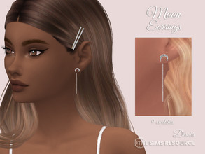 Sims 4 — Moon Earrings by Dissia — Little earrings with crescent half moon and chain Available in 9 swatches