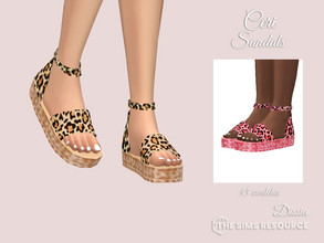 Sims 4 — Ceri Sandals by Dissia — Confortable sandals on low platform with ankle strap in cheetah print :) Available in