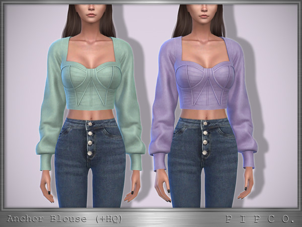 Sims 4 — Anchor Blouse. by Pipco — A trendy blouse in 15 colors. Base Game Compatible New Mesh All Lods HQ Compatible