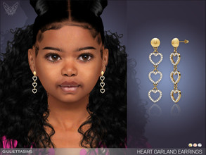 Sims 4 — Heart Garland Earrings For Kids by feyona — Heart Garland Earrings For Kids come in 3 colors of metal: yellow