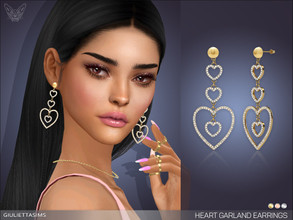 Sims 4 — Heart Garland Earrings by feyona — Heart Garland Earrings come in 3 colors of metal: yellow gold, white gold,