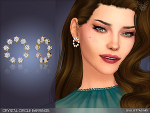 Sims 4 — Crystal Circle Earrings by feyona — Crystal Circle Earrings come with 10 colors of gemstones: diamond, emerald,