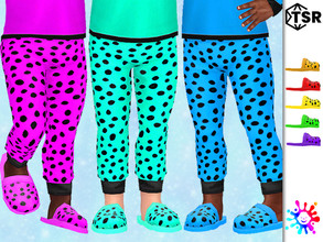 Sims 4 — Neon Cheetah Slippers by Pelineldis — Eight neon colored slippers with cheetah print for toddler boys and girls.