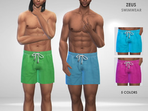 Sims 4 — Zeus Swimwear by Puresim — Swimwear shorts for men. 5 colors.