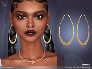 Sims 4 — Nyomi Hoop Earrings by feyona — Nyomi Oval Hoop Earrings come in 4 colors of metal: yellow gold, white gold,