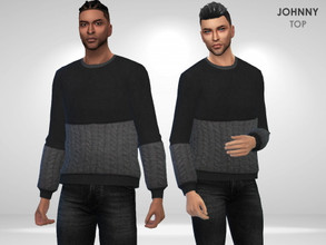 Sims 4 — Johnny Top by Puresim — Grey and black sweater for men.