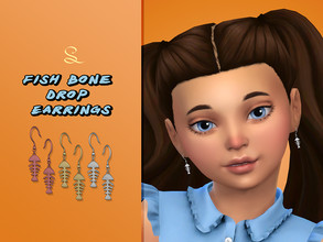 Sims 4 — Fish Bone Drop Earrings for Kids by simlasya — For kids All LODs New mesh 5 swatches HQ compatible Custom