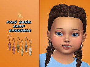 Sims 4 — Fish Bone Drop Earrings for Toddlers by simlasya — All LODs New mesh For toddlers 5 swatches HQ compatible