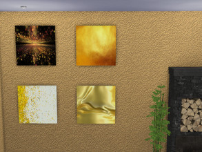Sims 4 — Canvas in Gold by Morrii — A set of 8 gold canvas pictures