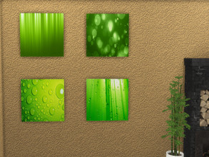 Sims 4 — Canvas in Green  by Morrii — A set of 8 green canvas pictures
