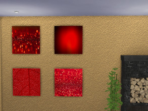 Sims 4 — Canvas in Red by Morrii — A set of 8 red canvas pictures
