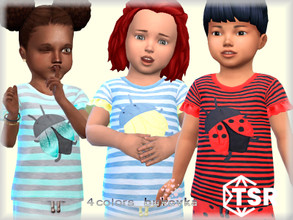 Sims 4 — Shirt Bug  by bukovka — T-shirt for girls toddler. Suitable for the base game. 4 color options. The new mesh is