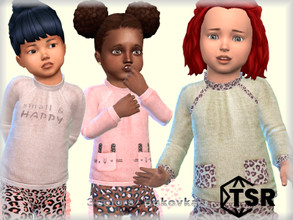 Sims 4 — Top Small & Happy  by bukovka — Baby T-shirt, girls only. Installed standalone, suitable for the base game.
