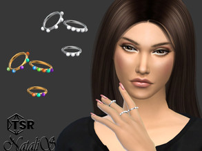Sims 4 — Enamel dots rings by Natalis — Enamel dots rings for the left hand. 3 rings. 8 color options. Female teen-elder.