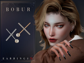 Sims 4 — Diamond earrings with pearls by Bobur2 — Diamond earrings with pearls for female 2 colors HQ compatible I hope