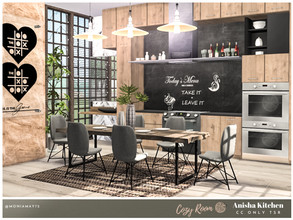 Sims 4 — Anisha Kitchen CC only TSR by Moniamay72 — A lovely brown and black accent Kitchen in modern style.The room is