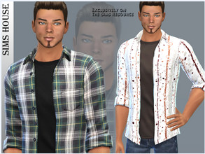 Sims 4 — Men's shirt with a T-shirt by Sims_House — Men's shirt with a T-shirt 12 options. Men's shirt with a t-shirt for