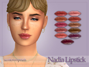 Sims 4 — Nadia Lipstick by SunflowerPetalsCC — A matte lipstick in 11 brown and berry shades.