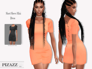 Sims 4 — Short Sleeve Mini Dress by pizazz — Short Sleeve Mini Dress for your sims 4 games. The dress is stylish and