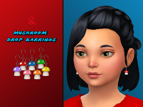 Sims 4 — Mushroom drop Earrings for Kids by simlasya — For kids All LODs New mesh 7 swatches HQ compatible Custom