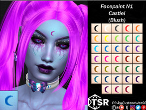 Sims 4 — Facepaint N1 - Castiel (Blush) by PinkyCustomWorld — Simple moon forehead facepaint in several bright and dark