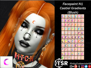 Sims 4 — Facepaint N1 - Castiel Gradients (Blush) by PinkyCustomWorld — Simple moon forehead facepaint in several