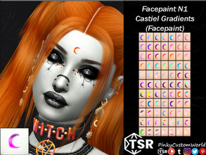 Sims 4 — Facepaint N1 - Castiel Gradients (Facepaint) by PinkyCustomWorld — Simple moon forehead facepaint in several