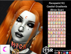 Sims 4 — Facepaint N1 - Castiel Gradients (Brow scar) by PinkyCustomWorld — Simple moon forehead facepaint in several
