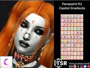 Sims 4 — Facepaint N1 - Castiel Gradients by PinkyCustomWorld — Simple moon forehead facepaint in several gradient color