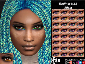 Sims 4 — Eyeliner N11 - Alicia by PinkyCustomWorld — Cute catliner with a touch of color. Comes in several vibrant