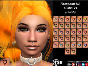 Sims 4 — Facepaint N2 - Alisha V1 (Blush) by PinkyCustomWorld — Black simple heart outline facepaint with a little shadow