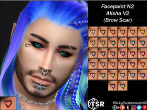 Sims 4 — Facepaint N2 - Alisha V2 (Brow Scar) by PinkyCustomWorld — Black simple heart outline facepaint with a little