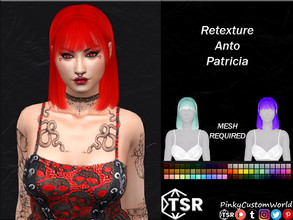 Sims 4 — Retexture of Patricia hair by Anto by PinkyCustomWorld — Simple short/medium long straight alpha hairstyle with