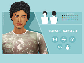 Sims 4 — Caeser Hairstyle by simcelebrity00 — Hello Simmers! This curly, masculine, and hat compatible hairstyle is