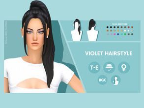 Sims 4 — Violet Hairstyle by simcelebrity00 — Hello Simmers! This front strand, high pony, and hat compatible hairstyle