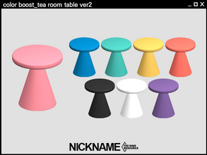 Sims 4 — color boost_tea room table ver2 by NICKNAME_sims4 — 9 package files. -color boost_tea room chair ver1 -color