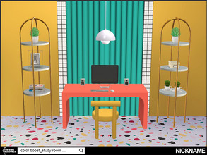 Sims 4 — color boost study room set by NICKNAME_sims4 — 8 package files. -study room desk -study room computer -color