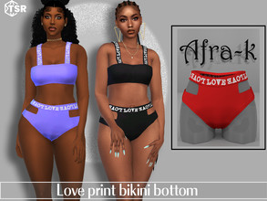 Sims 4 — High waist bikini bottoms by akaysims — Love print high waist bikini bottoms. Comes in 15 colors