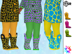 Sims 4 — Neon Safari Rain Boots - Needs EP Seasons by Pelineldis — Six cool rain boots in neon colors with safari fur