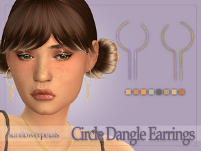 Sims 4 — Circle Dangle Earrings by SunflowerPetalsCC — A pair of simple circular dangle earrings. Comes in 8 metal