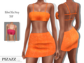 Sims 4 — Ribbed Mini Strap Top by pizazz — Ribbed Mini Strap Top Tank for your female sims. Sims 4 games. Put something