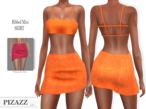 Sims 4 — Ribbed Mini Skirt by pizazz — Ribbed Mini Skirt for your female sims. Sims 4 games. Put something stylish on