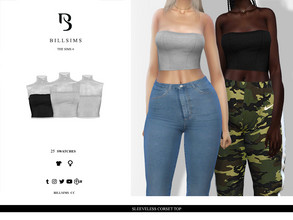 Sims 4 — Sleeveless Corset Top by Bill_Sims — This top features a sweat material with a sleeveless design and a corset