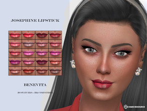 Sims 4 — Josephine Lipstick [HQ] by Benevita — Josephine Lipstick HQ Mod Compatible 20 Swatches I hope you like! :)