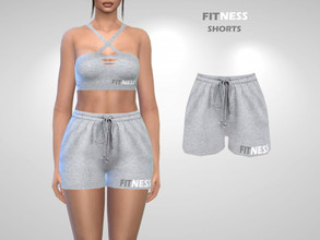 Sims 4 — Fitness Shorts by Puresim — Grey athletic shorts.