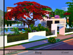 Sims 4 — Bluey by Simara84 — Build on a 40x30 Lot, fully furnished and decorated. Modern with 2 Bathrooms and 1 Bedroom. 