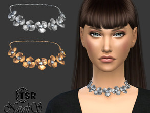 Sims 4 — Metal flowers short necklace by Natalis — Metal flowers short statement necklace. 4 metal color options. Female